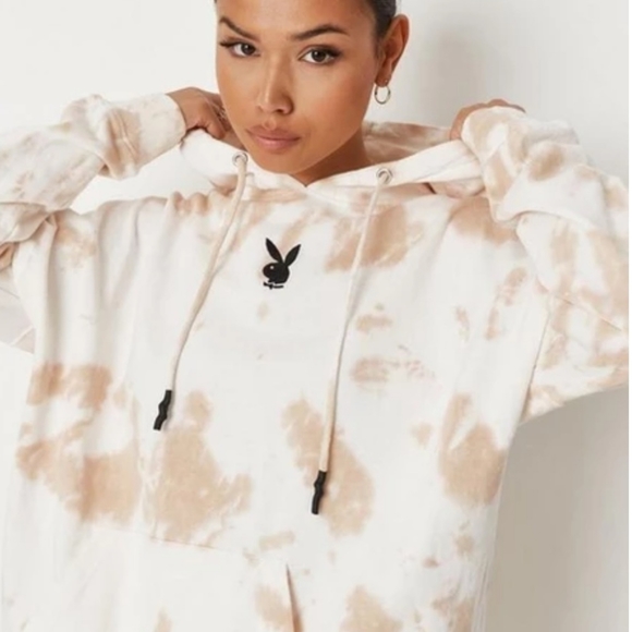 Playboy x Misguided Stone Tie Dye Hoodie Sweater - Picture 2 of 9